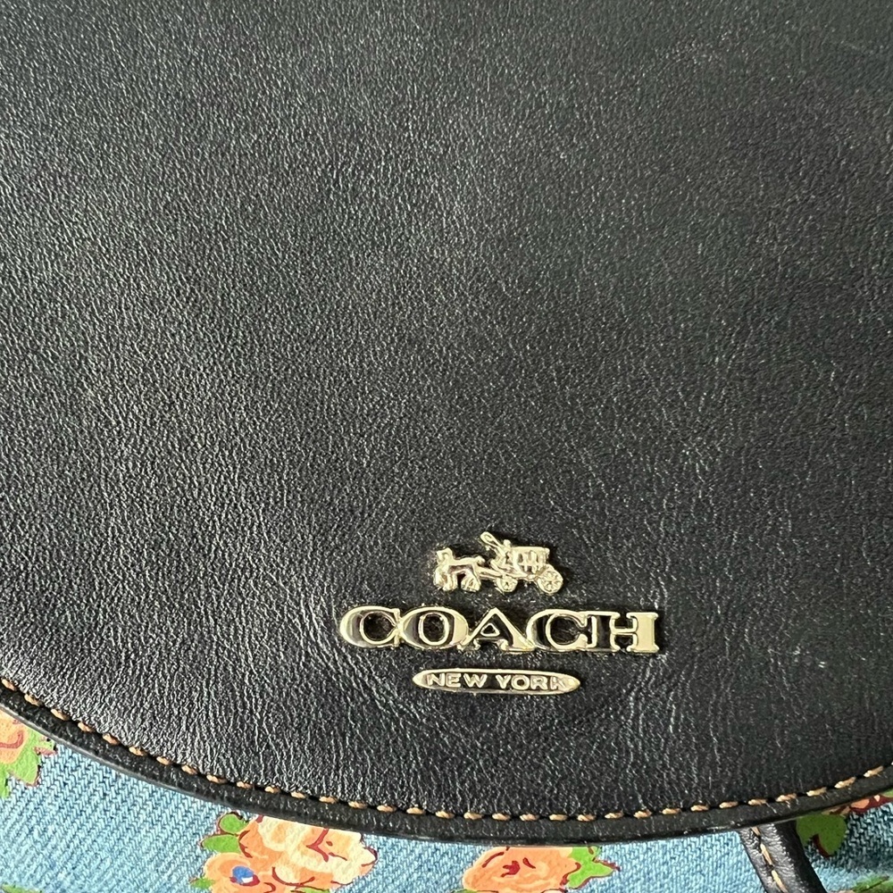COACH Denim Floral Mini Backpack in Navy - Picture 5 of 16